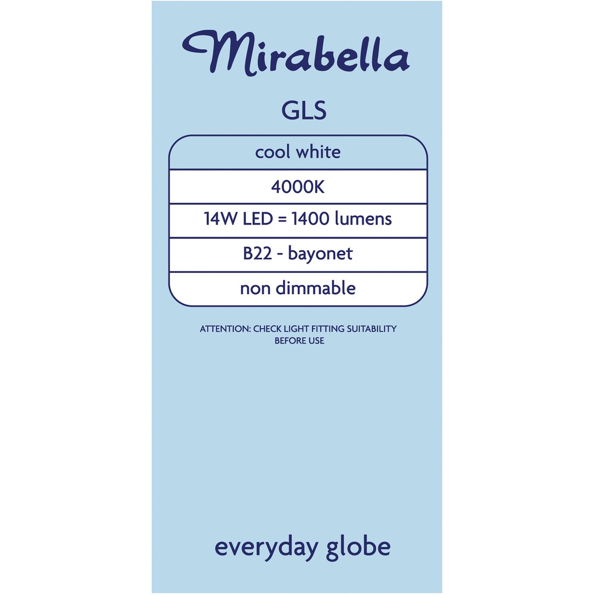 Mirabella LED GLS BC 14W 1400lm Cool White each