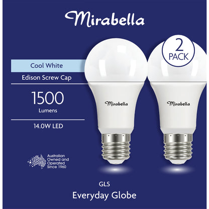 Mirabella Led Gls Es 14.0w 1500lm Cool White 2 Pack