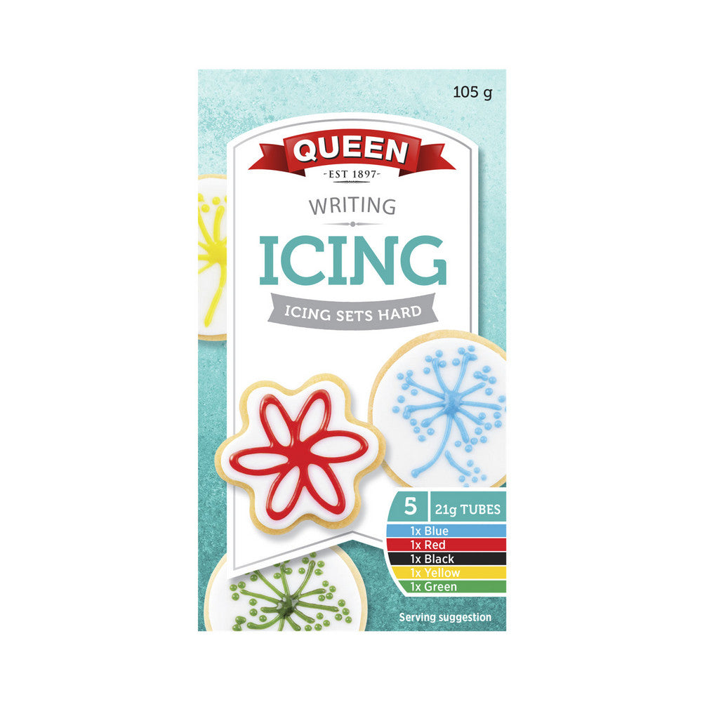Queen Writing Icing Multipack Colour Tubes 5 Pack - 105g