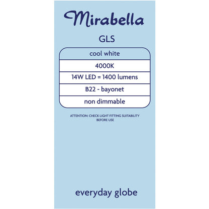 Mirabella LED GLS BC 14W 1400lm Warm White 2 pack