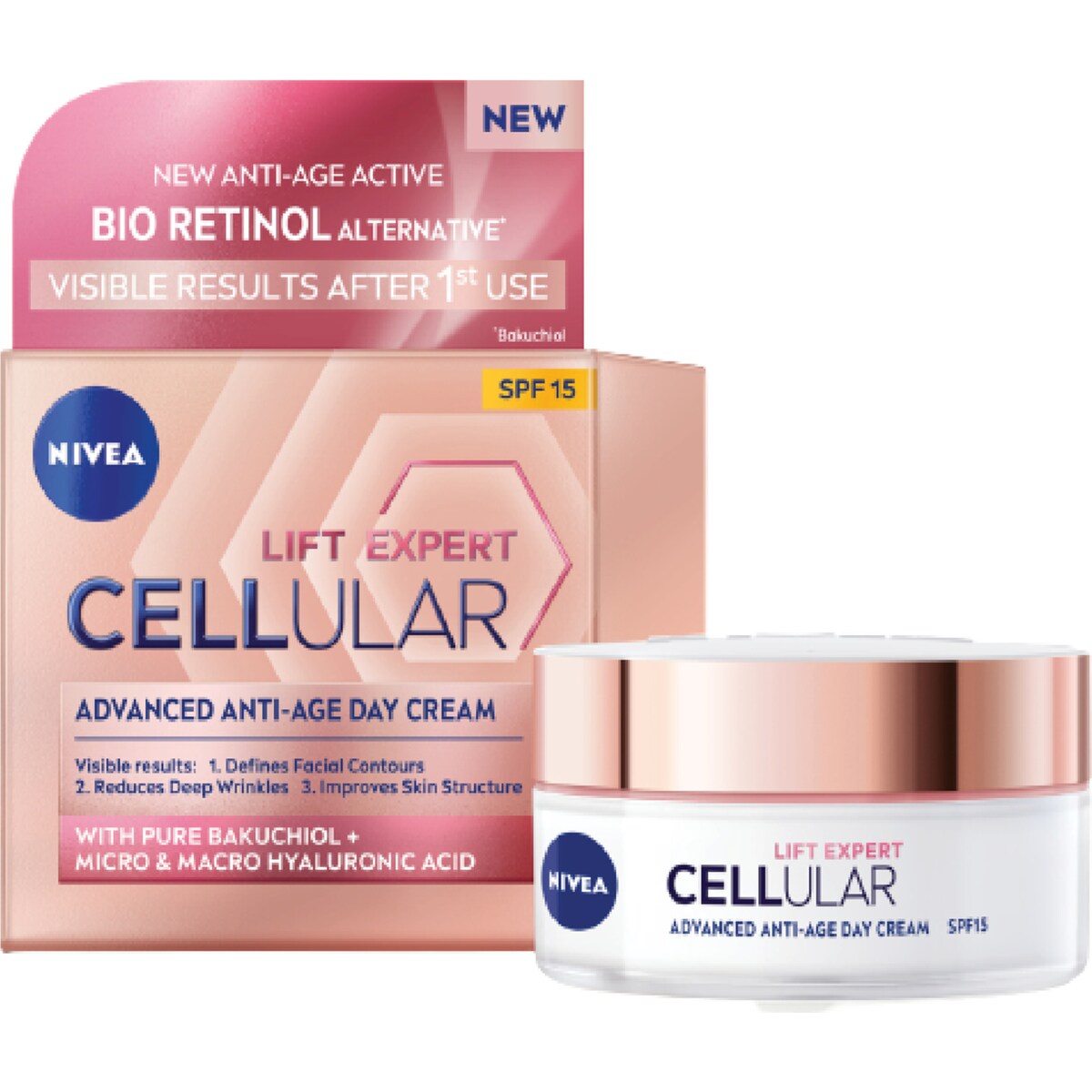 Nivea Cellular Lift Expert Face Cream Moisturiser Spf15 Each