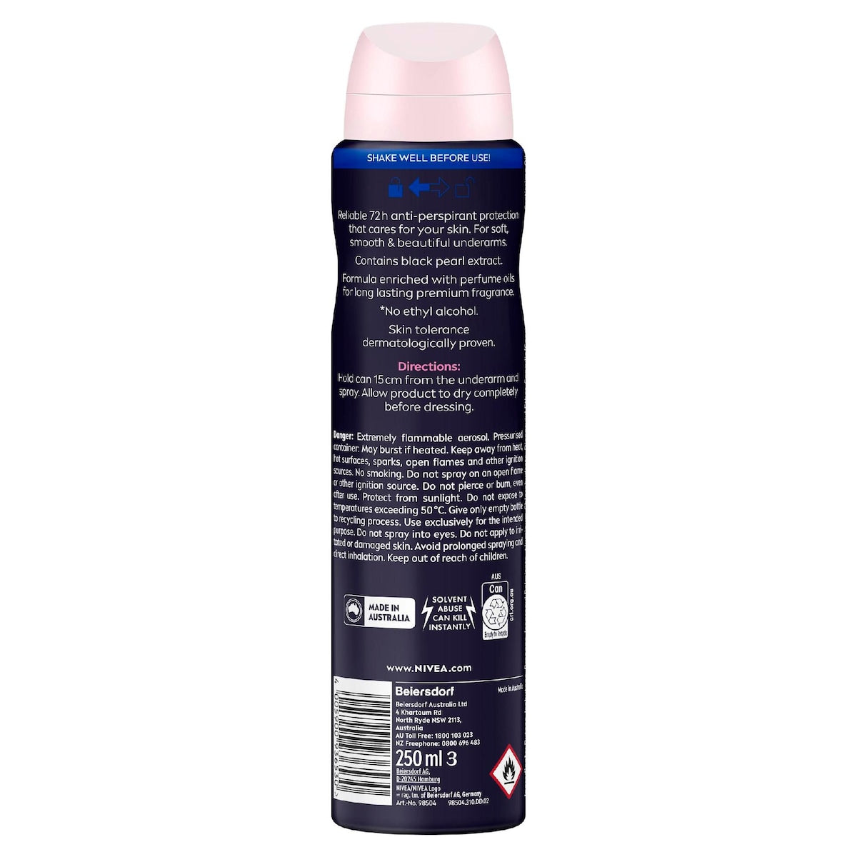 Nivea Black Pearl & Beauty Antiperspirant Deodorant 250ml