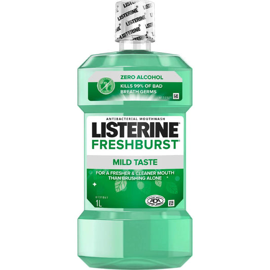 Listerine Freshburst Zero Alcohol Antibacterial Mouthwash 1l