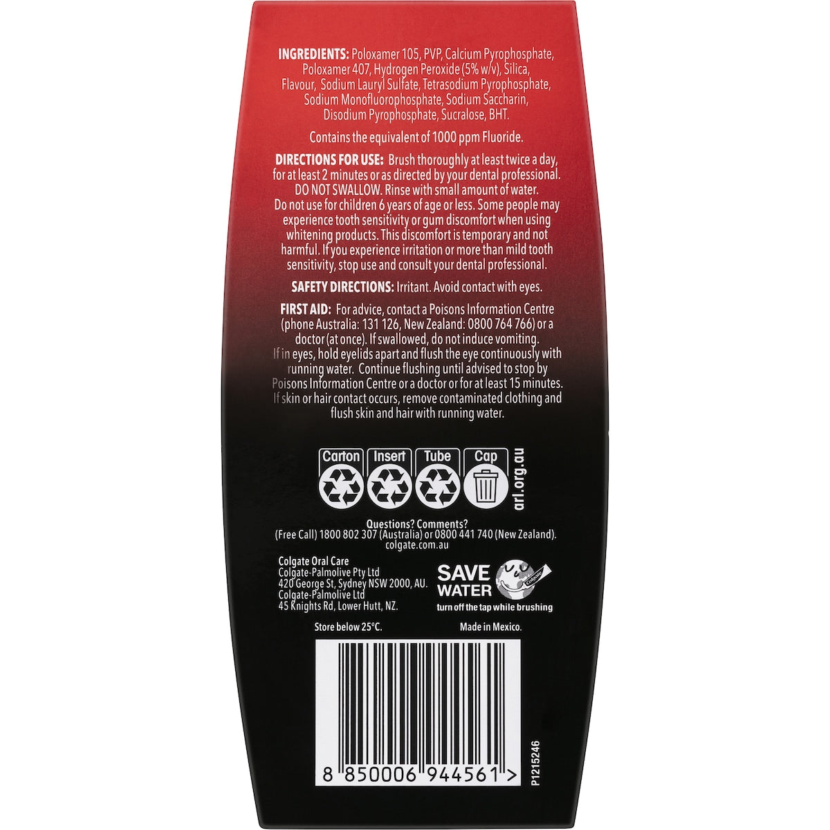Colgate Teeth Whitening Toothpaste Pro Optic White Stain Prevention 80g
