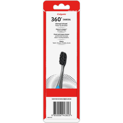 Colgate Toothbrush 360 Charcoal Floss Tip Bristles Soft 3 Pack