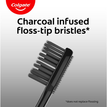 Colgate Toothbrush 360 Charcoal Floss Tip Bristles Soft 3 Pack
