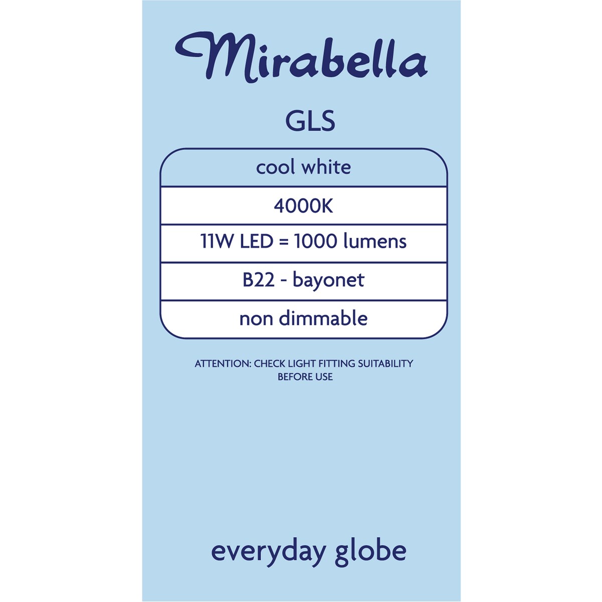 Mirabella LED GLS BC 11W 1000lm Cool White 2 pack