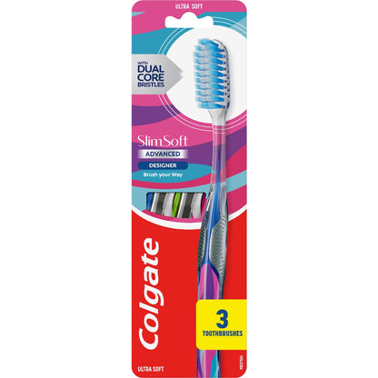 Colgate Toothbrush Slim Soft Advanced Designer Ultra Soft 3 Pack