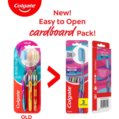 Colgate Toothbrush Slim Soft Advanced Designer Ultra Soft 3 Pack