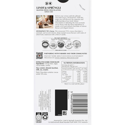 Lindt Excellence Dark Chocolate 70% Cocoa Block 100g