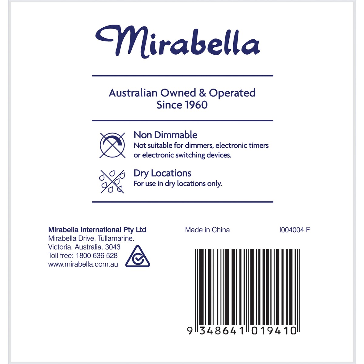 Mirabella LED GLS Bayonet Cap 9W 806lm Cool White 2 pack