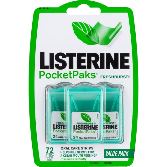 Listerine Pocketpaks Oral Care Strips Freshburst 72 Pack