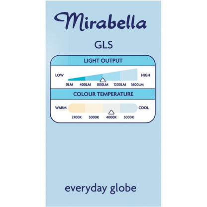 Mirabella LED GLS Edison Screw 9W 806lm Cool White Globe 2 pack