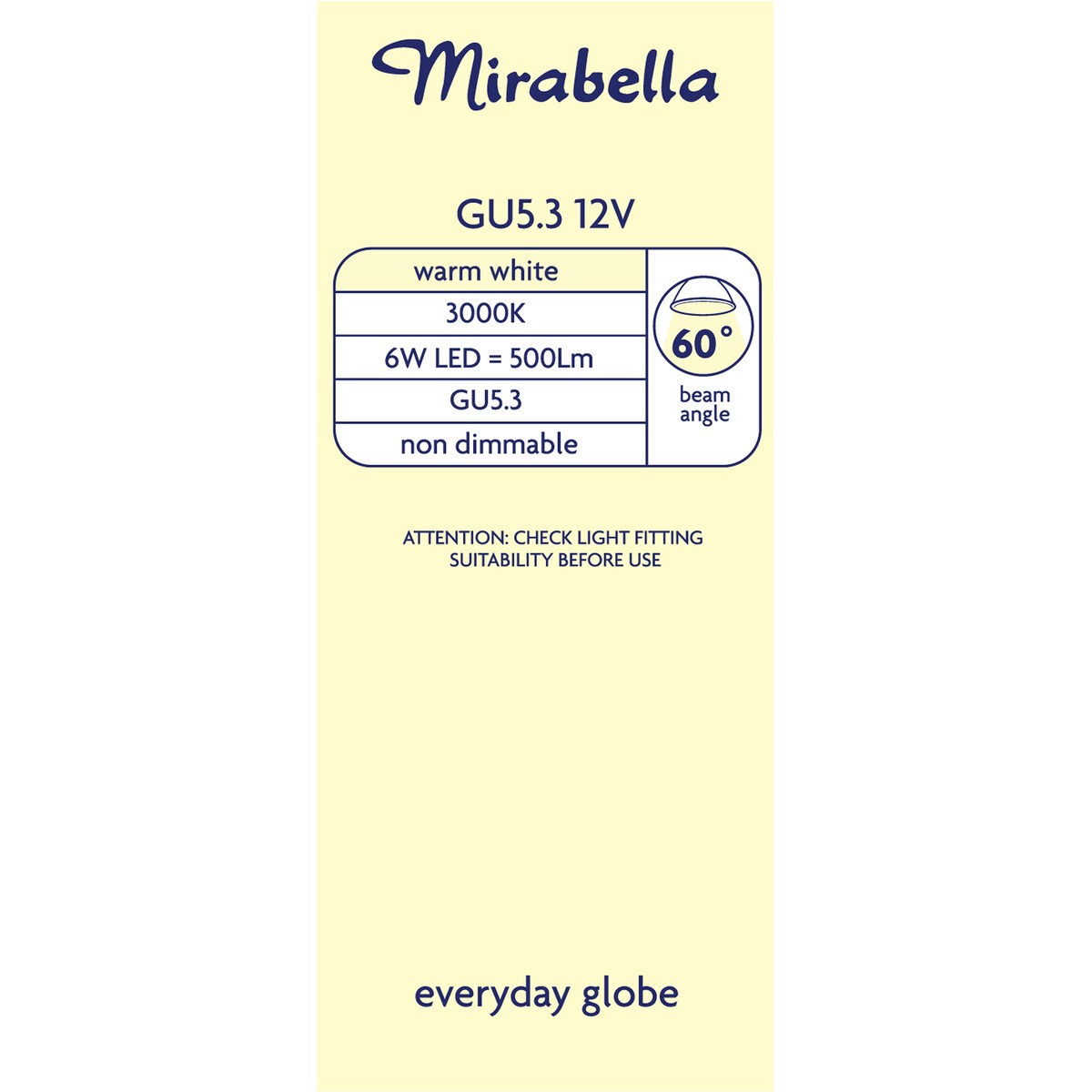 Mirabella 6w Led Gu5.3 12v Warm White Globe 2 Pack Each