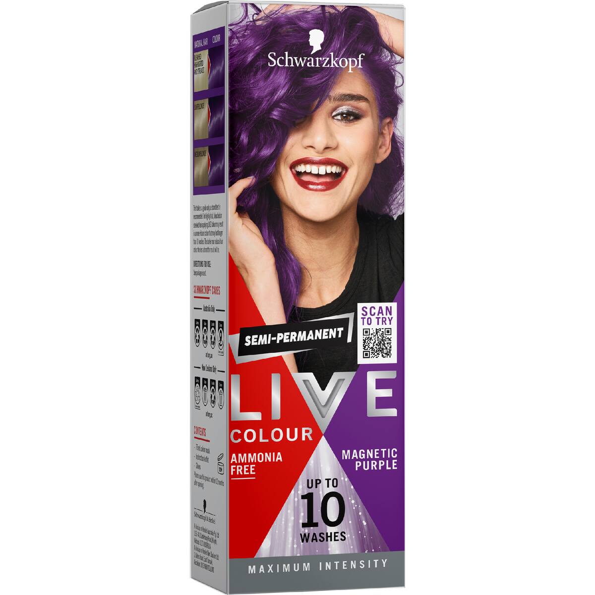 Schwarzkopf Live Colour Hair Dye Semi Permanent Magnetic Purple Each