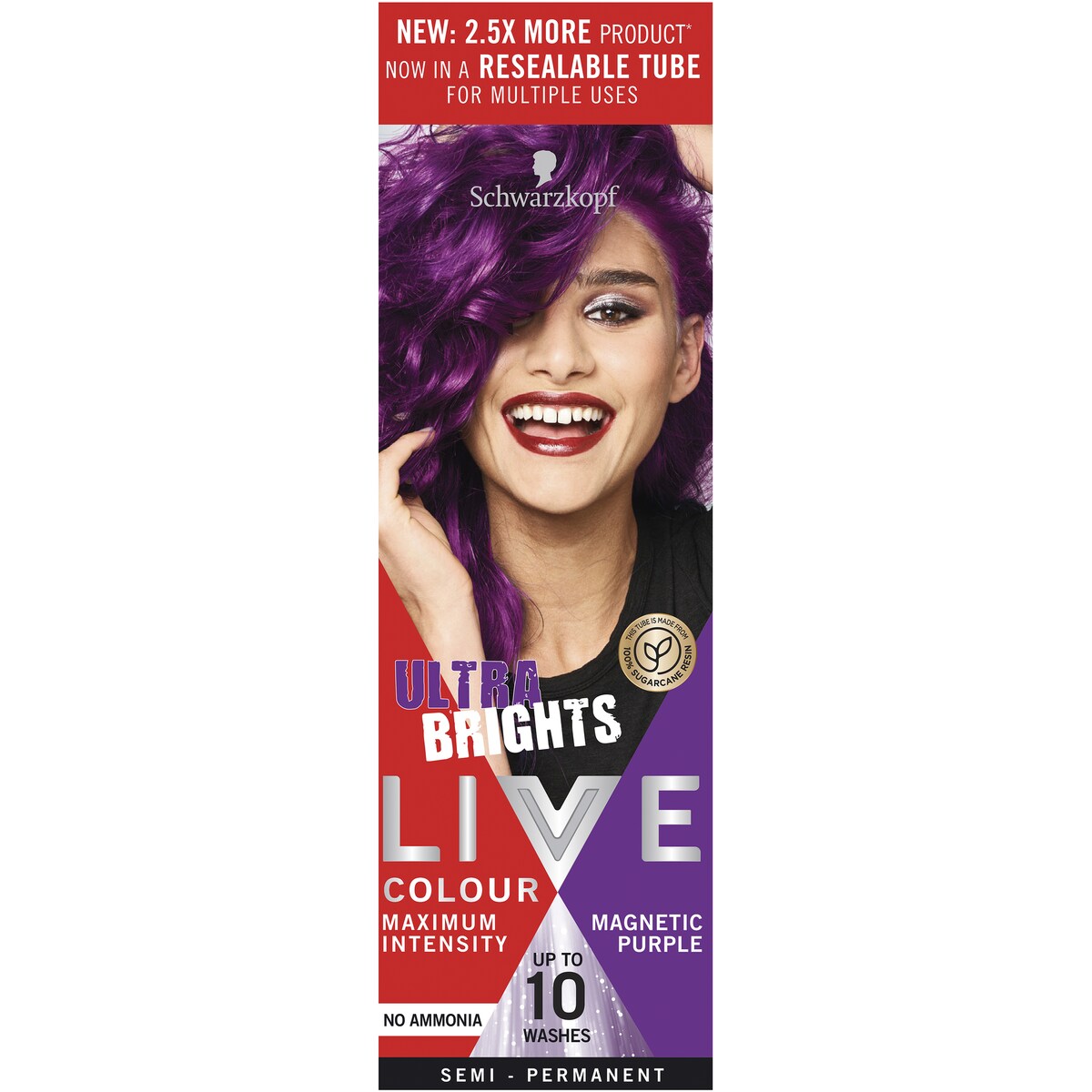 Schwarzkopf Live Colour Purple Hair Dye Magnetic Purple Semi Permanent each