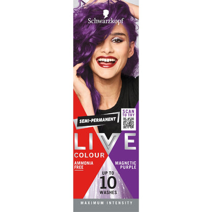 Schwarzkopf Live Colour Hair Dye Semi Permanent Magnetic Purple Each