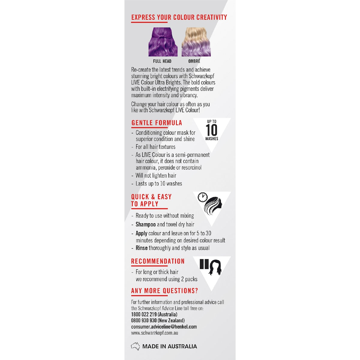 Schwarzkopf Live Colour Hair Dye Semi Permanent Magnetic Purple Each