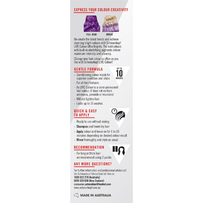 Schwarzkopf Live Colour Hair Dye Semi Permanent Magnetic Purple Each