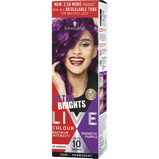 Schwarzkopf Live Colour Purple Hair Dye Magnetic Purple Semi Permanent each