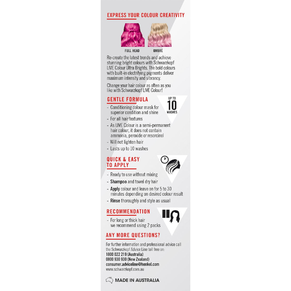 Schwarzkopf Live Colour Hair Dye Semi Permanent Shocking Pink Each