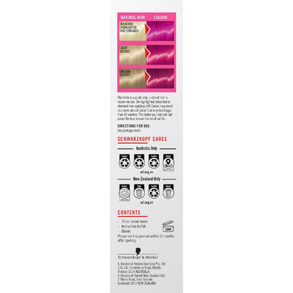 Schwarzkopf Live Colour Hair Dye Semi Permanent Shocking Pink Each
