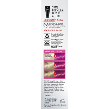 Schwarzkopf Live Colour Pink Hair Dye Shocking Pink Semi Permanent each