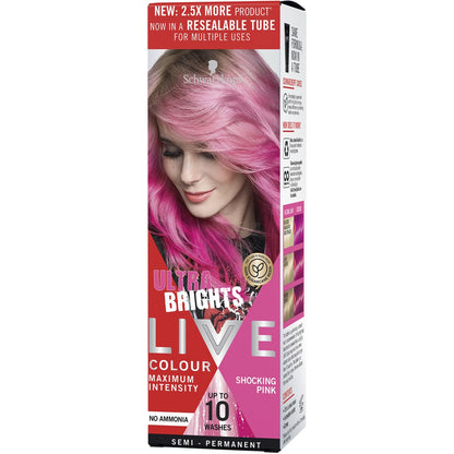 Schwarzkopf Live Colour Pink Hair Dye Shocking Pink Semi Permanent each