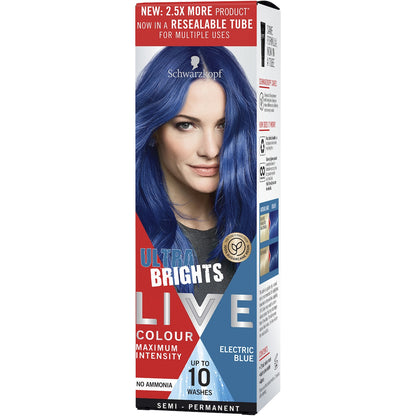 Schwarzkopf Live Colour Blue Hair Dye Electric Blue Semi Permanent each