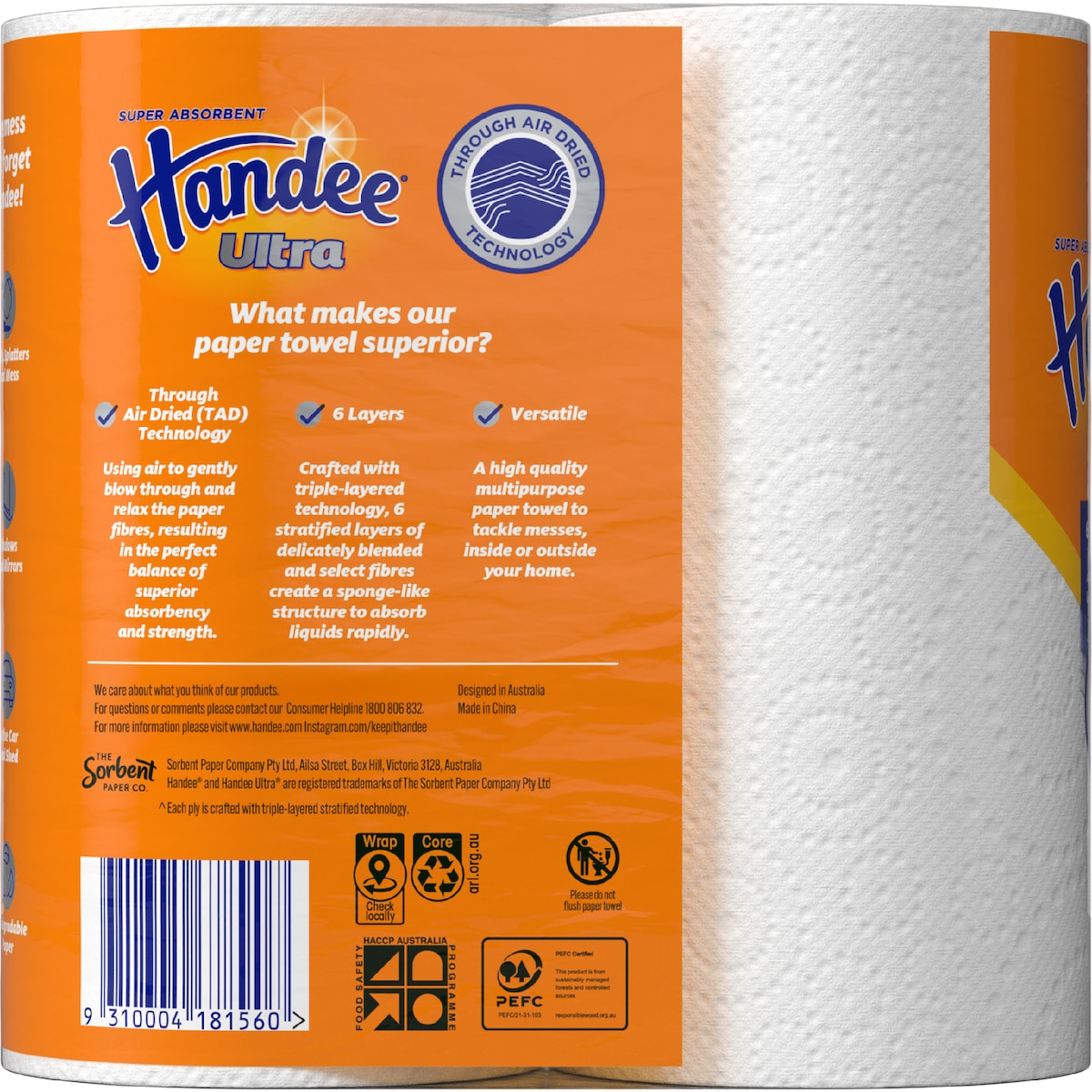 Handee Ultra White Paper Towel 2 X 60 Pack