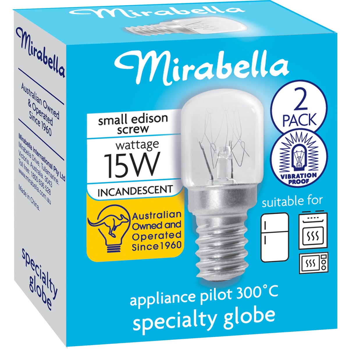 Mirabella Appliance Oven Clear Globe SES 15W 2 pack