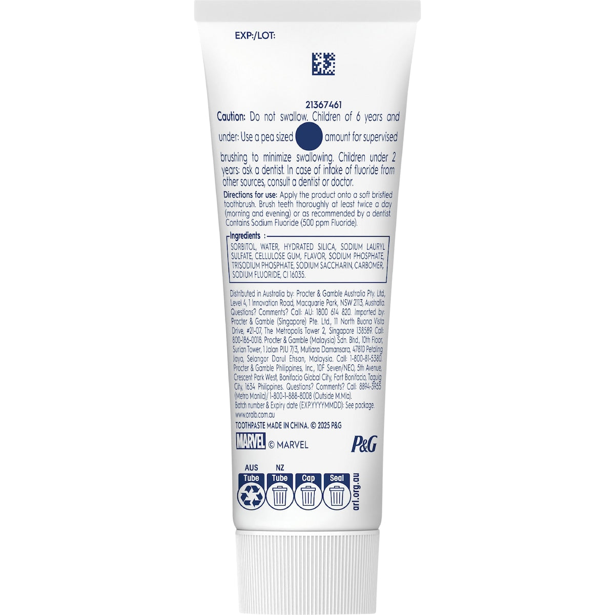 Oral-b Kids Clean Spiderman Toothpaste 3-6 Years 92g