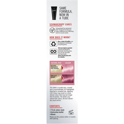 Schwarzkopf Live Colour Pink Hair Dye Candy Pink Semi Permanent each