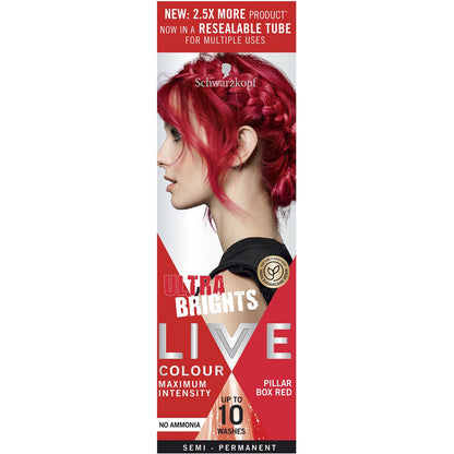Schwarzkopf Live Colour Red Hair Dye Pillar Box Red Semi Permanent each