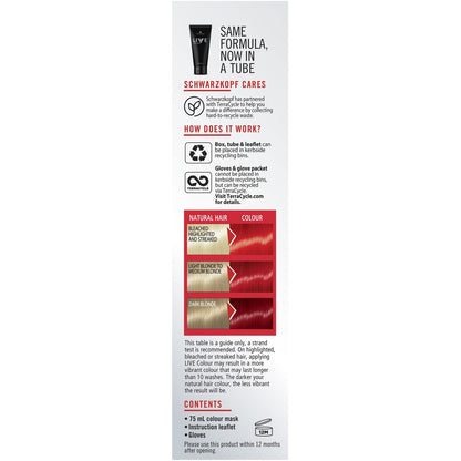 Schwarzkopf Live Colour Red Hair Dye Pillar Box Red Semi Permanent each