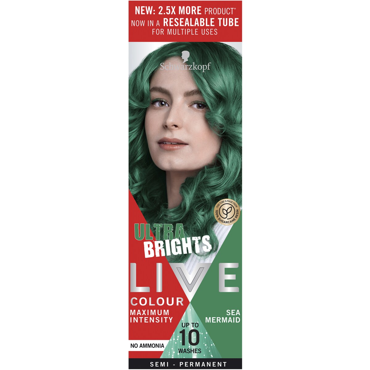Schwarzkopf Live Colour Green Hair Dye Sea Mermaid Semi Permanent each