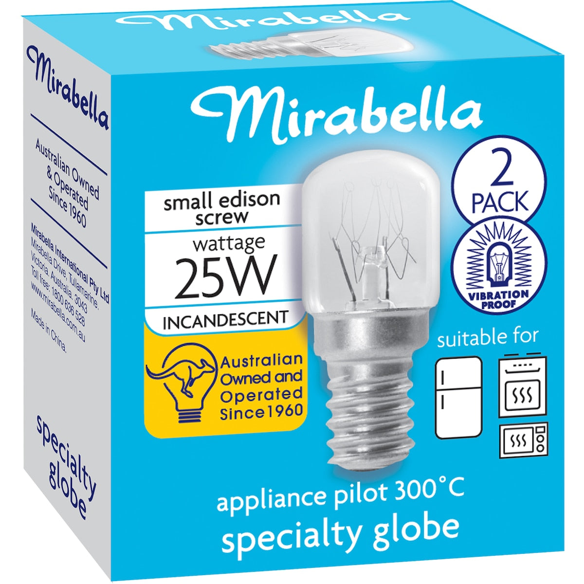 Mirabella Appliance Oven Clear Globe SES 25W 2 pack