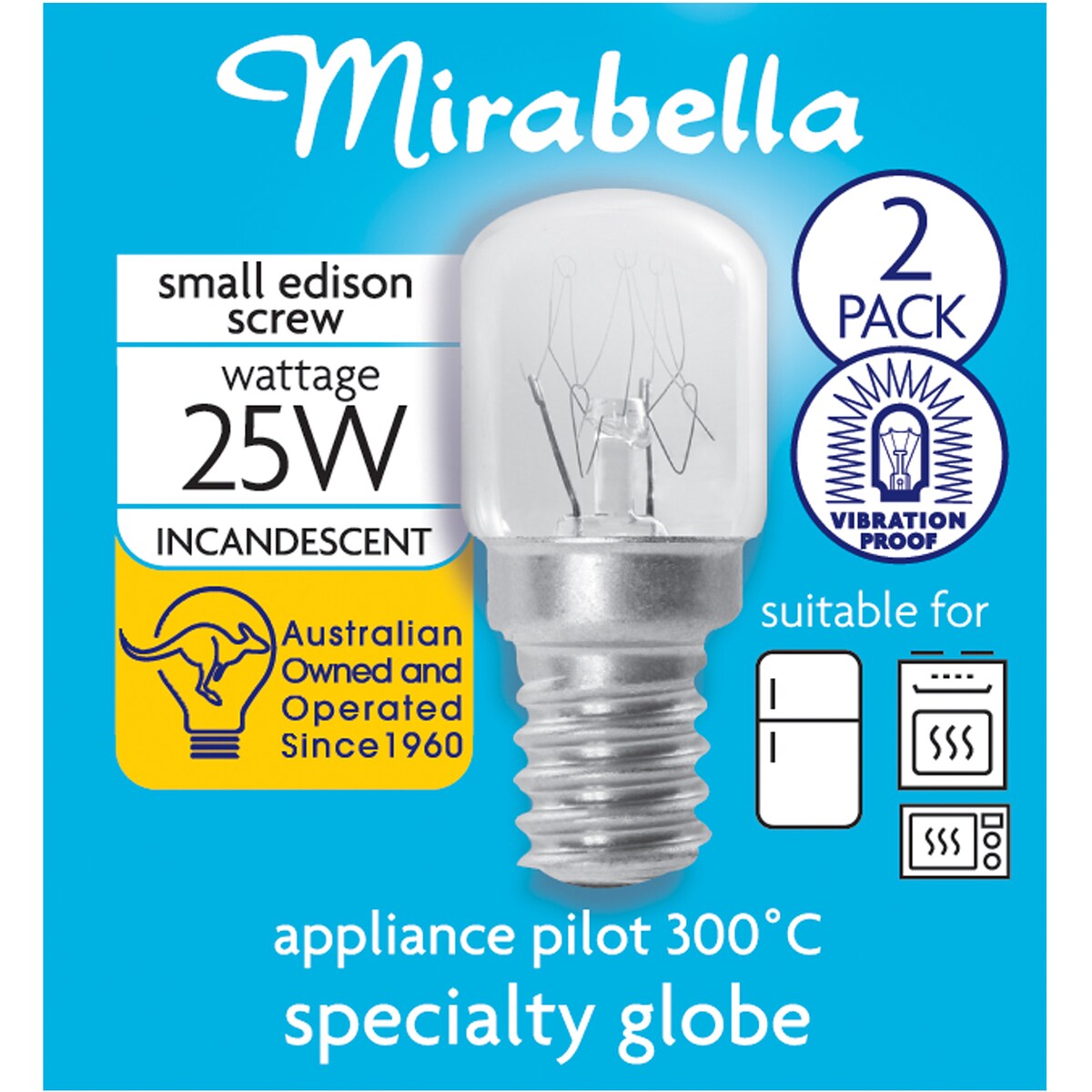 Mirabella Appliance Oven Clear Globe SES 25W 2 pack