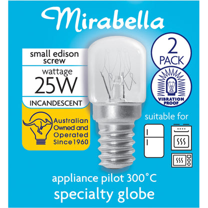 Mirabella Appliance Oven Clear Globe SES 25W 2 pack