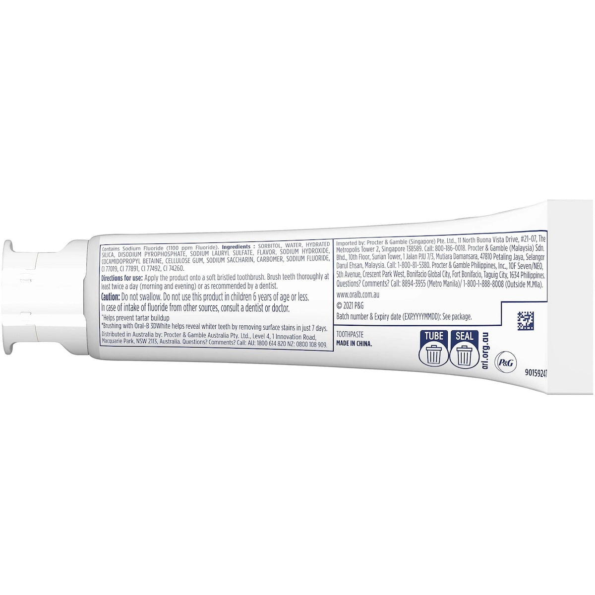 Oral-b 3d White Long Lasting Fresh Whitening Toothpaste 110g