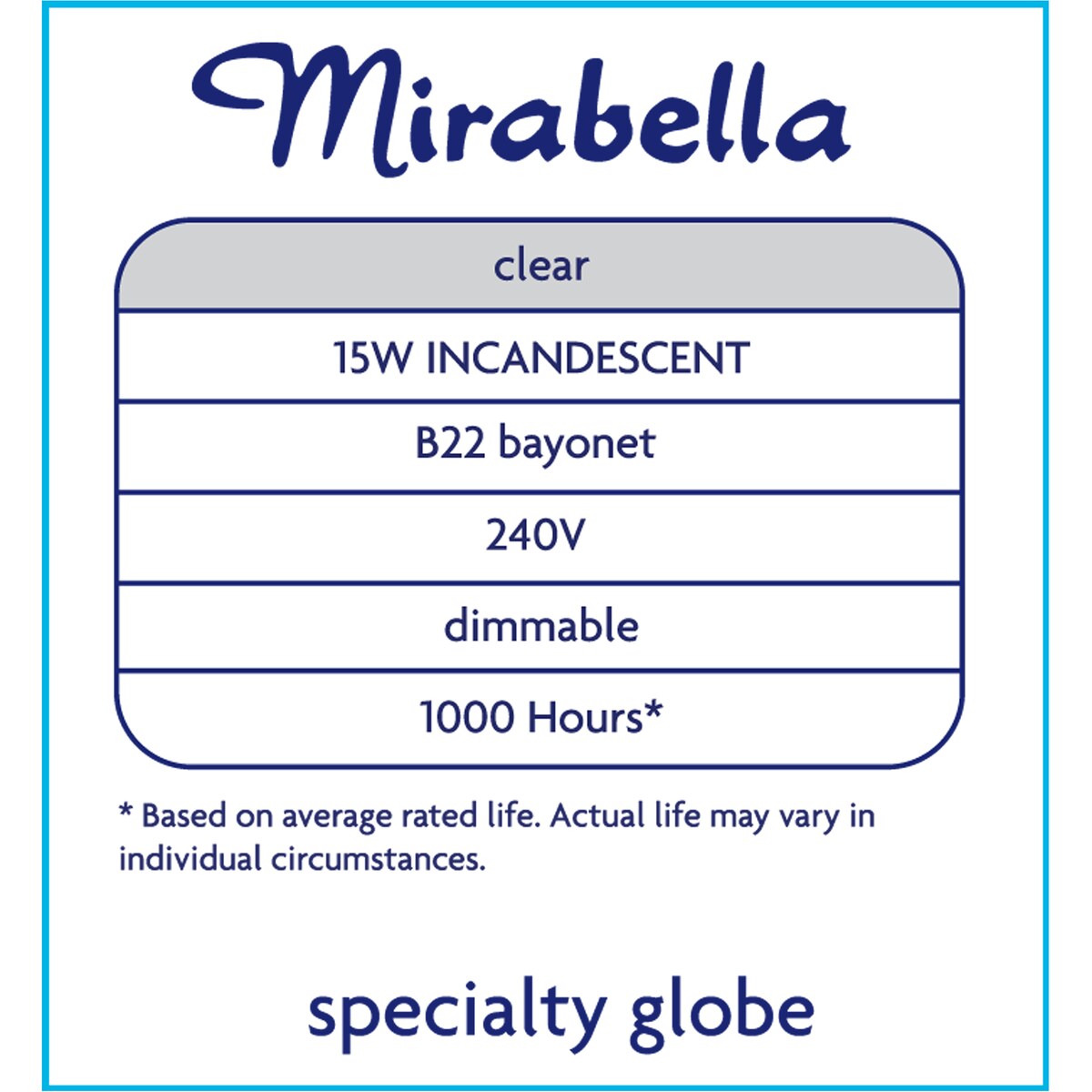 Mirabella Pilot Bayonet Cap 15w Clear Light Globe 2 Pack