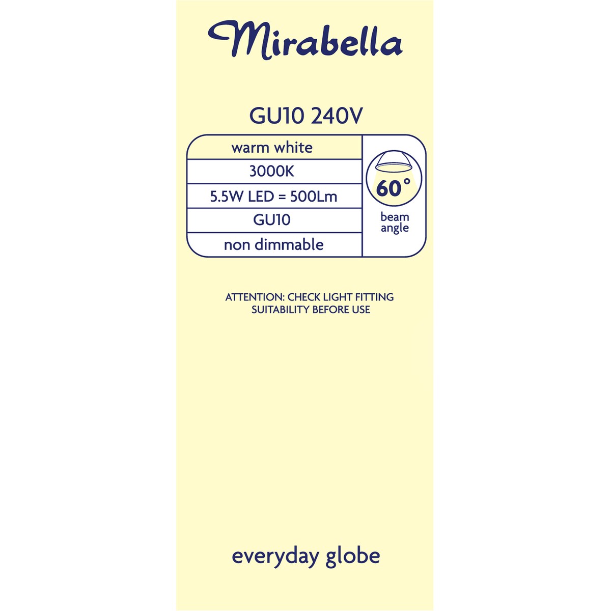 Mirabella LED GU10 5.5W 500lm Warm White Light Globe 4 pack