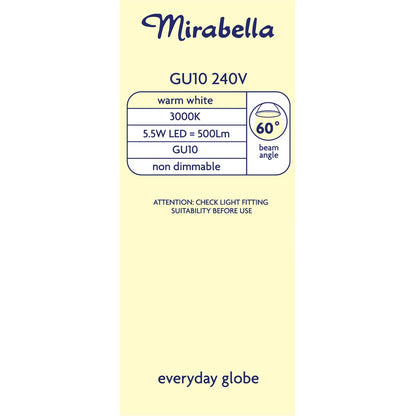 Mirabella LED GU10 5.5W 500lm Warm White Light Globe 4 pack