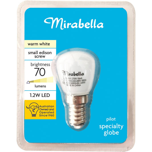 Mirabella LED Pilot T26 Edison Screw 1.2W 70lm Warm White Globe each
