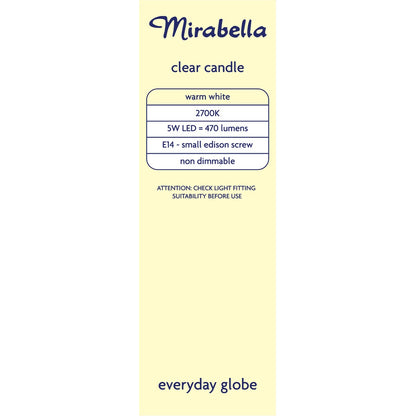 Mirabella Led Candle Ses 5w 470lm Clear Warm White 1 Pack