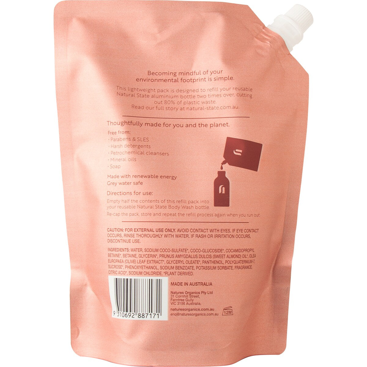Natural State Jasmine & Nectarine Blossom Body Wash Refill 700mL