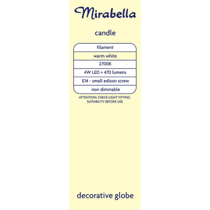 Mirabella Led Candle Filament Ses 4w 470lm Warm White 1 Pack