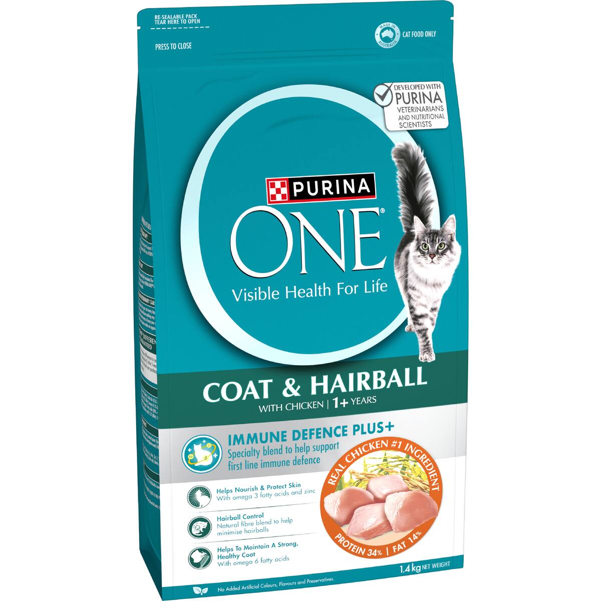 Purina One Coat & Hairball With Chicken 1+ Years 1.4kg