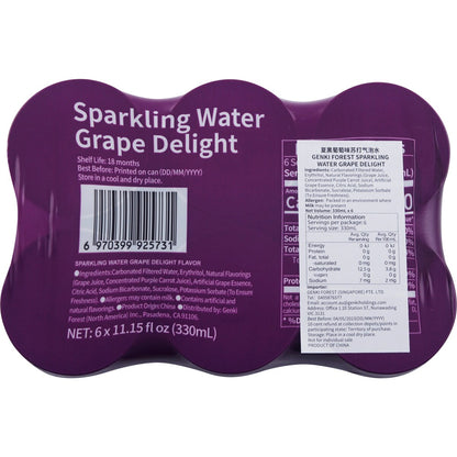Genki Forest Sparkling Water Grape Delight 330ml X6 Pack
