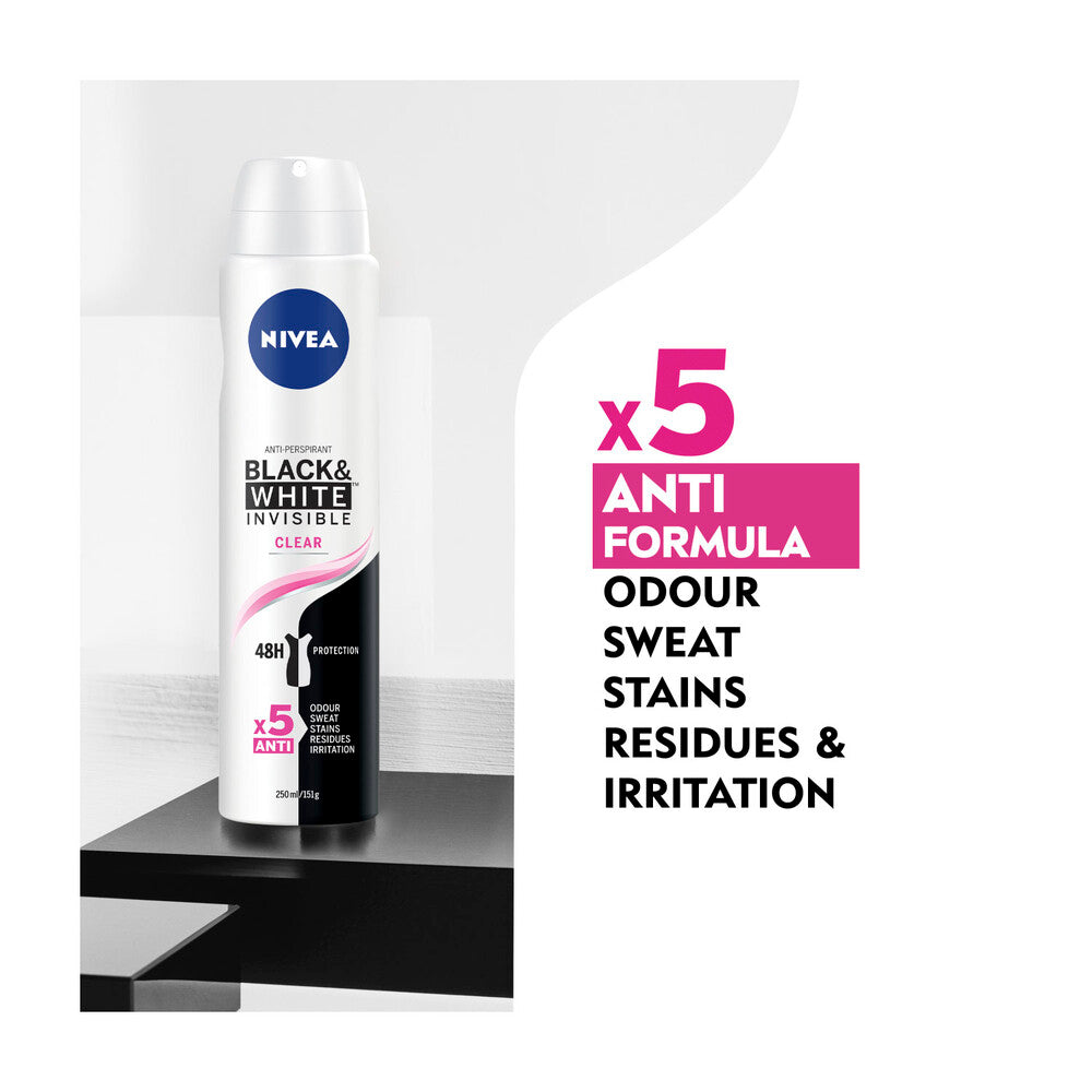 Nivea Deo Aero Female Invisible Black And White Clear - 250mL
